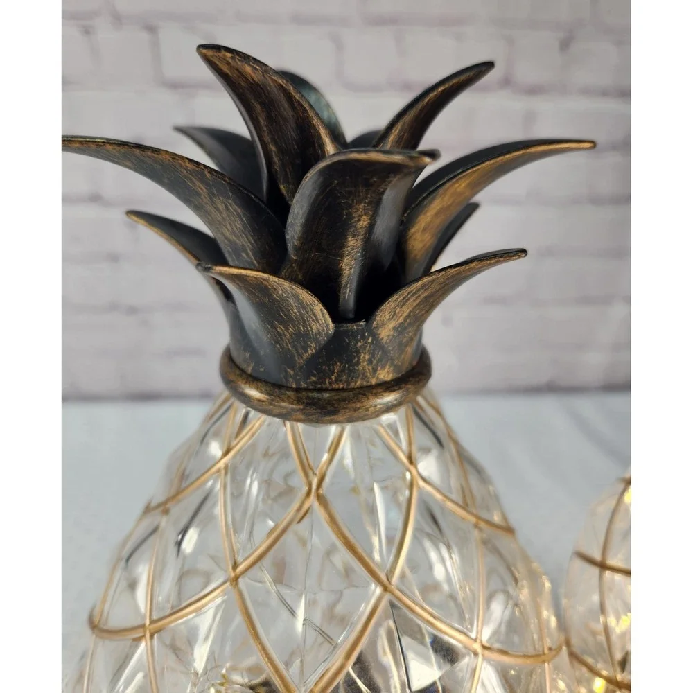Set‎ Of 2 Indoor Or Outdoor Caged Lighted Pineapple Candlle Holders